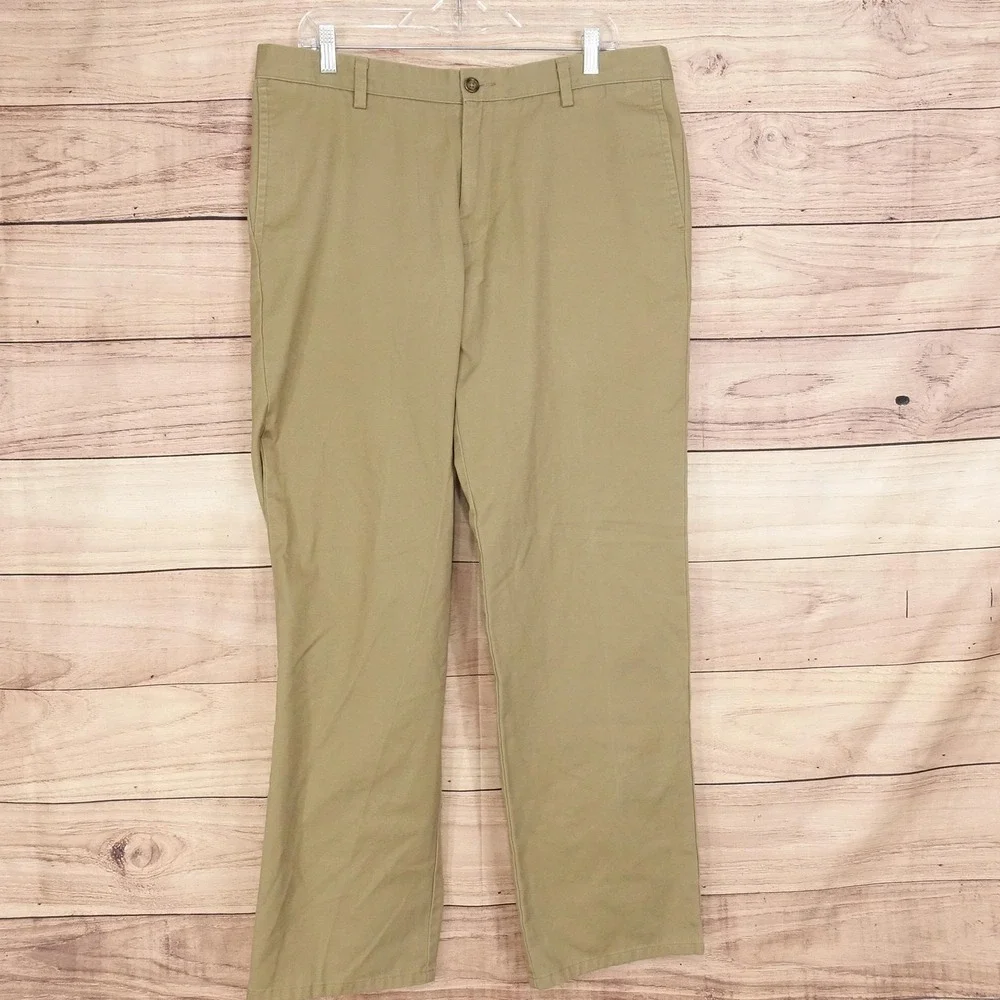 Dockers Pants Mens 36x32 Beige Straight Fit Chino Flat Front Pockets Casual